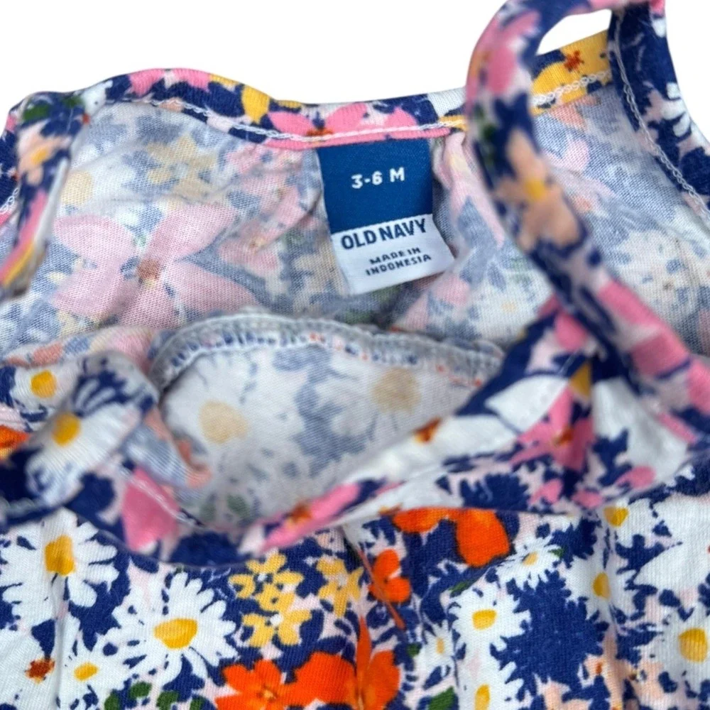 Old Navy Floral‎ Print Baby Girl Romper Jumpsuit 3-6 M Sleeveless Colorful 138